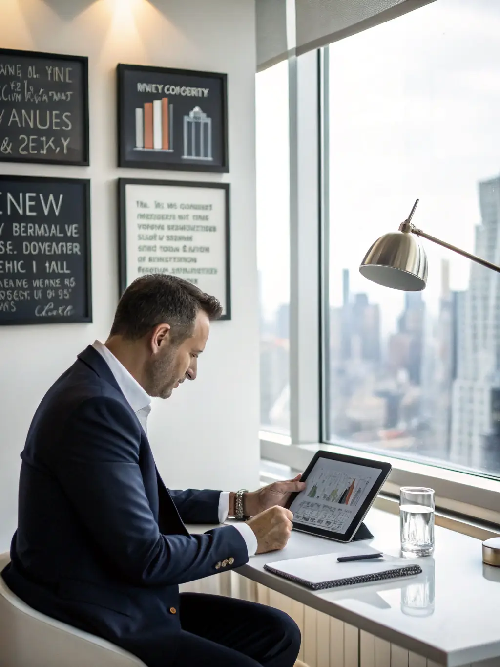 A professional investor reviewing a diversified portfolio report, highlighting the benefits of a balanced investment strategy.